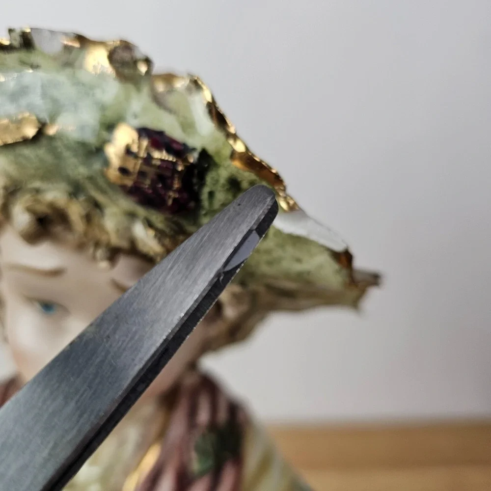 Vintage Italy Boy With Accordion Figurine Hand Painted Capodimonte‎ Style Green